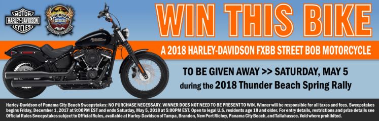 PCB Harley-Davidson Street Bob Rally Motorcycle Giveaway